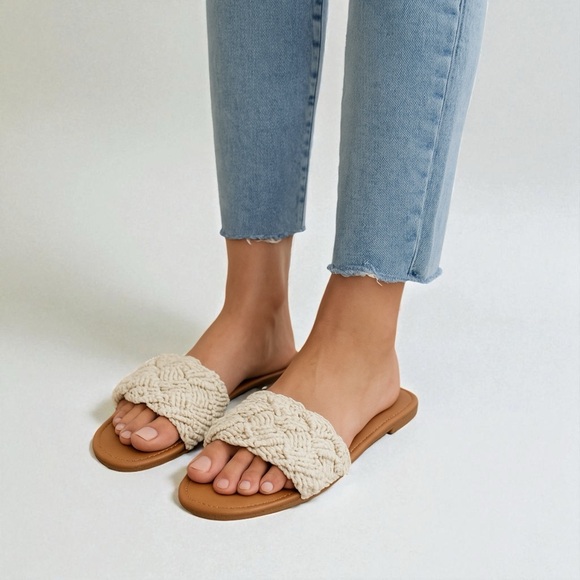 Universal Thread Shoes - Universal Thread Women's Rosie Woven Slide Sandals Beige Size 8 Casual Spring‎